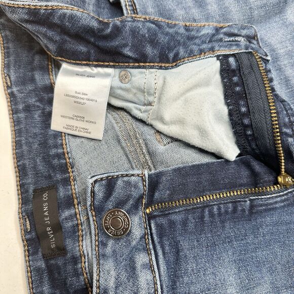 Silver Jeans Womens 33 Suki Slim Midrise Blue Stretch Denim Distressed - Picture 9 of 13